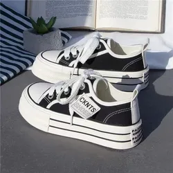 Canvas Shoes for Women 2024 Spring Summer New Designer Women's Vulcanize Shoes Black White Fashion Casual Sneakers Female