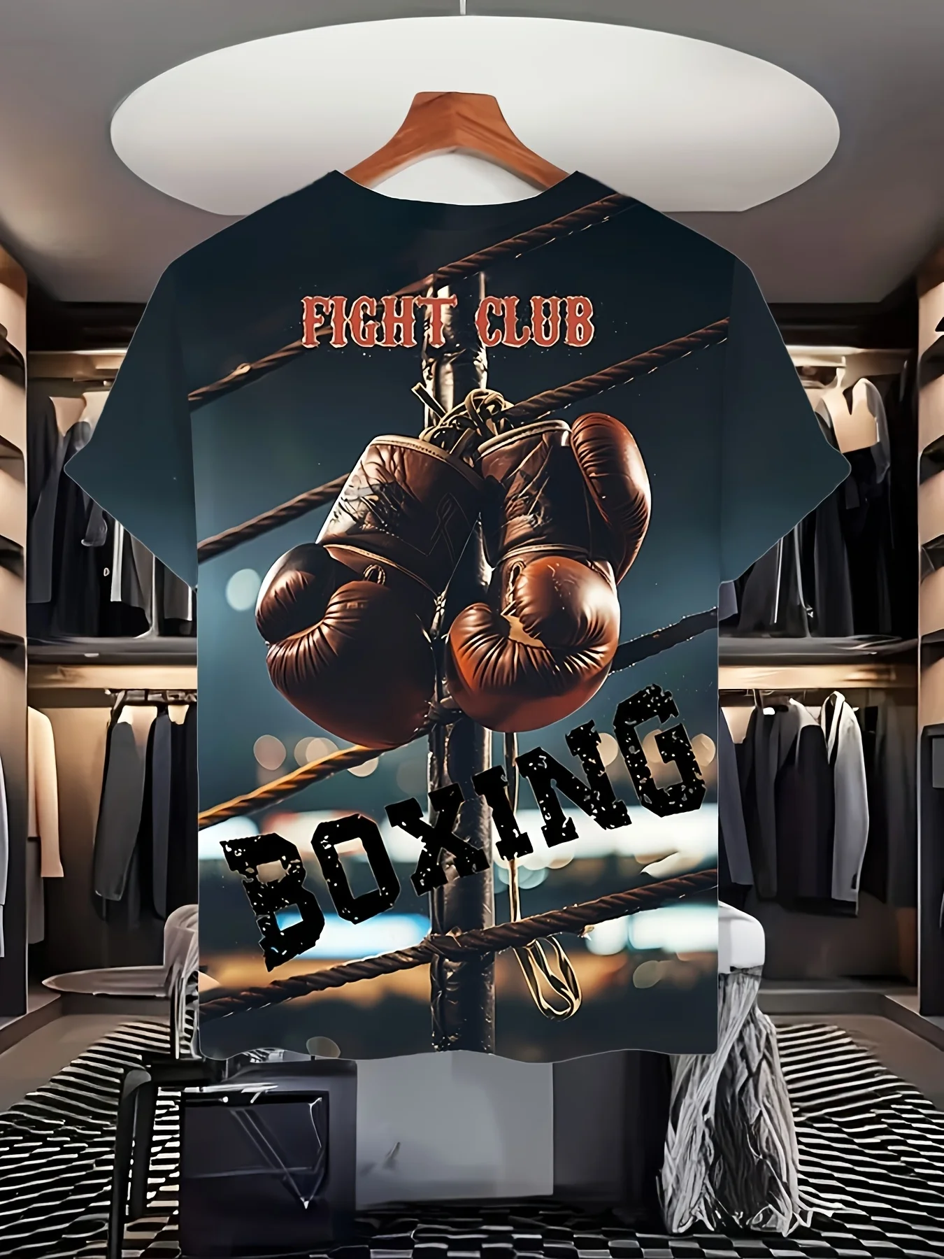 

Men's large size 3DT shirt,original boxing glove print,exquisite design for daily wear in summersuitable for tall and strong men