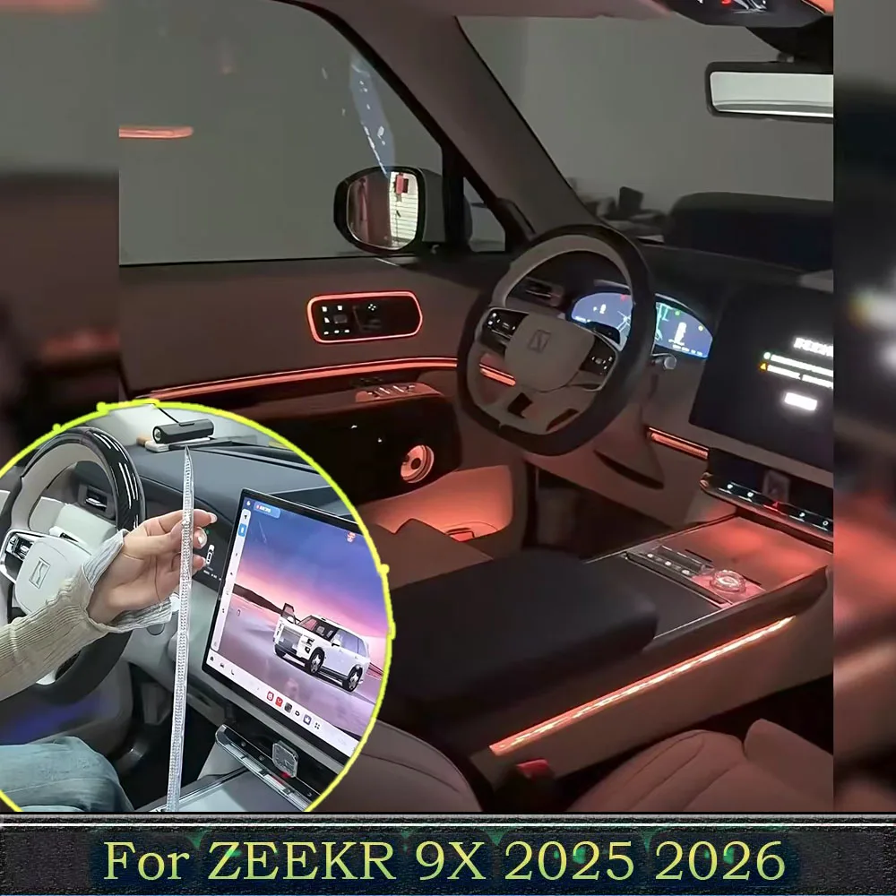 ZEEKR 9X 2025 2026 Central Control Armrest Crystal Ambient Light Decorative Strip Interior Modification Special Atmosphere for C