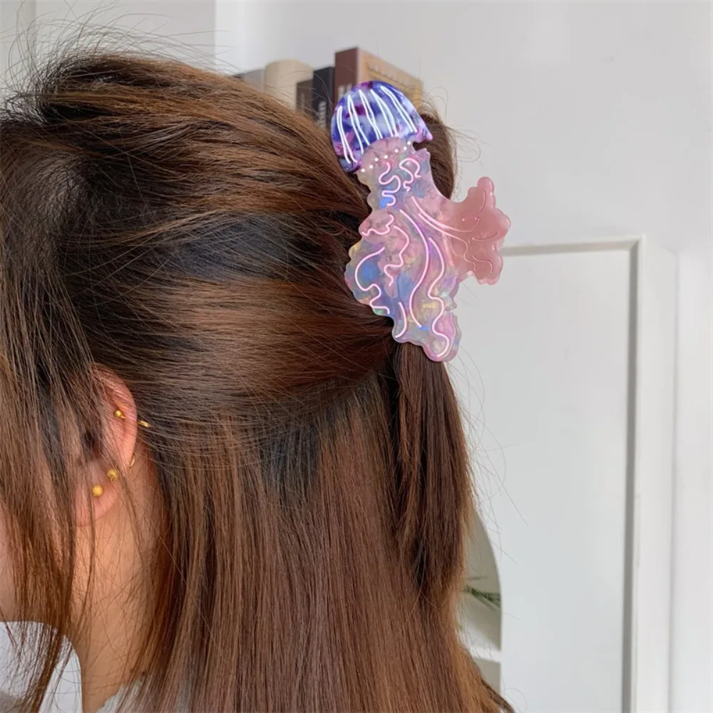 

Korean Style Jellyfish Hair Claw Acetic Acid Creative Cartoon Animal Hair Clip Sweet Colorful Cute Shark Clip Hair Accessories