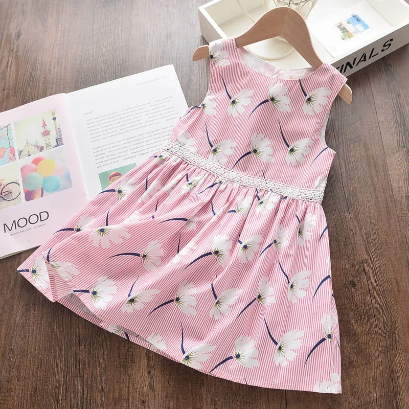 Bear Leader Girls Dress 2023 New Summer Mesh Girls Clothes Pink Applique Princess Dress Children Summer Clothes Baby Girls Dress