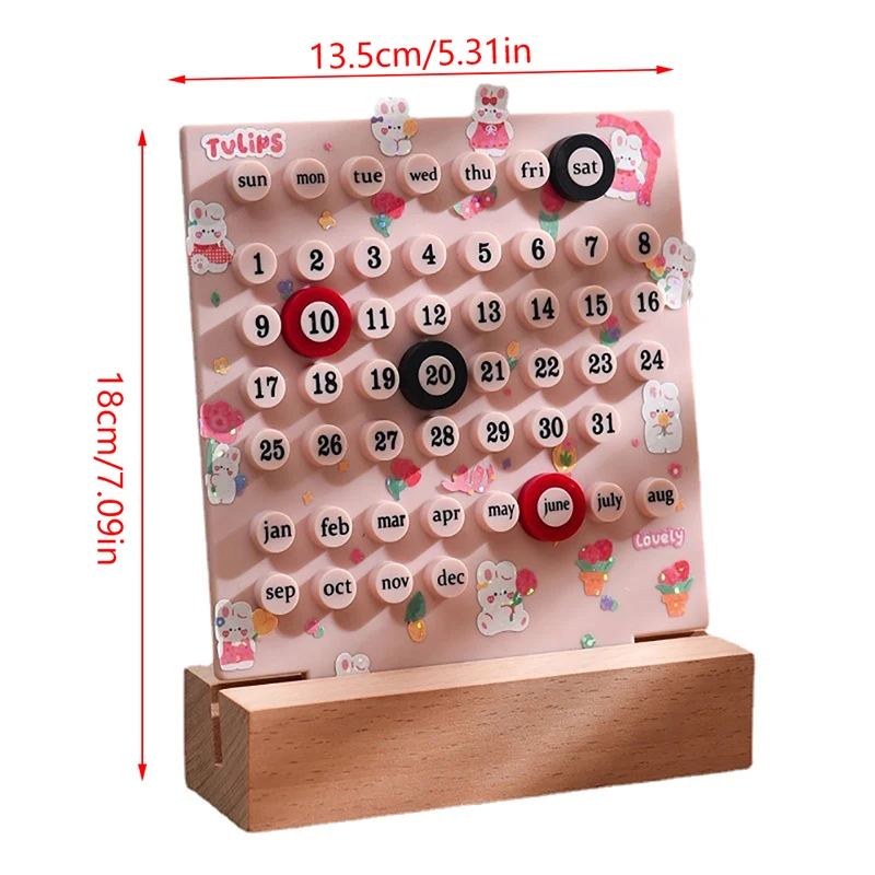 1pc Calendar DIY Time Perpetual Table Calendar Manual Acrylic Desk 3 Ring Date Record Gift Set Handmade Diy Ring Desk Calendar