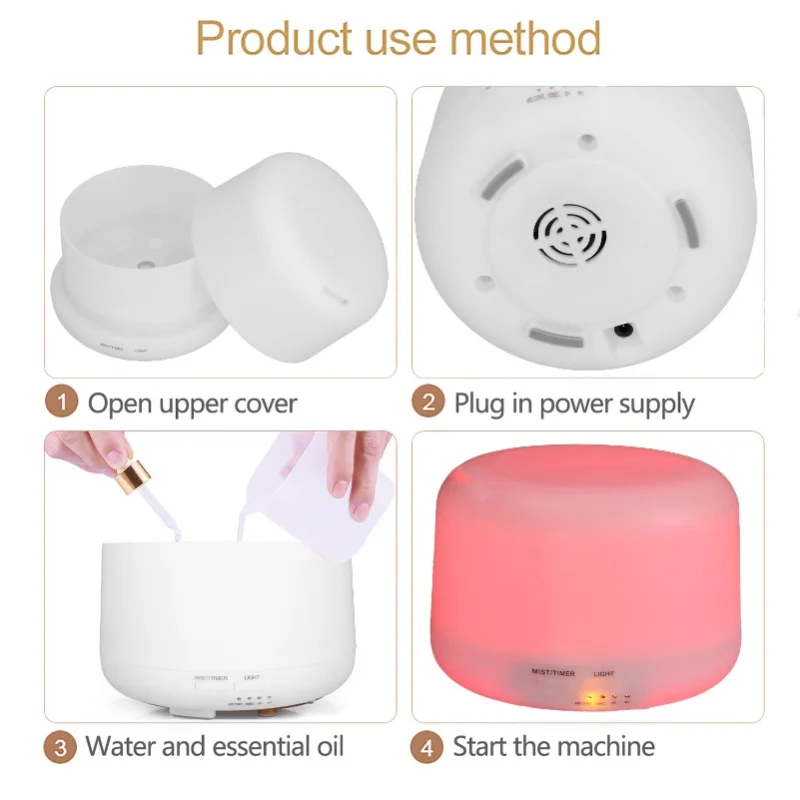 Essential Oil Diffuser ABS 300ml 7color LED Light USB Power Supply Humidifier For Home Office