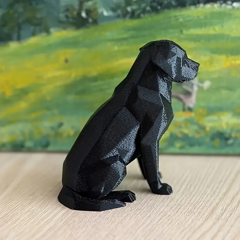 3D Printed Labrador Retriever Statue, Polygonal Sausage Dog Statue Ornament, Minimalist Black Dog Decoration, Desktop Decoration