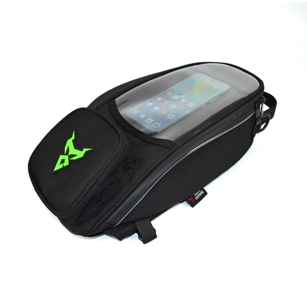 Universal Green Motorcycle Magnetic Tank Bag Handbag Touch Screen Phone Pouch Motorbike Fuel Tank Sling Bag Backpack