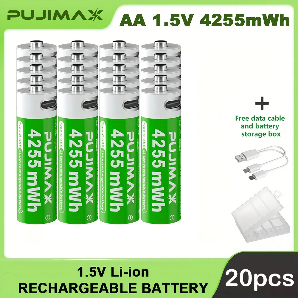 PUJIMAX 4255 mWh AA 1,5 V oplaadbare lithiumbatterij Hoge capaciteit 1500 cycli voor afstandsbedieningen Drones Weegschalen Grote capaciteit