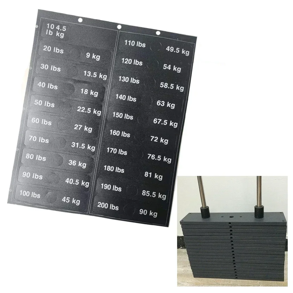 Weight Sticker Weight Stack Labels Weight Tags Black Background White Number Stickers 10lbs To 200Ibs For Gym Fitness Equipment