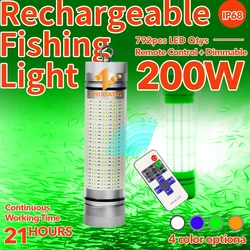 Outdoors IP68 100W  200W Rechargeable Fish Attractor Lure Fishing LED Light Underwater Fishing Light