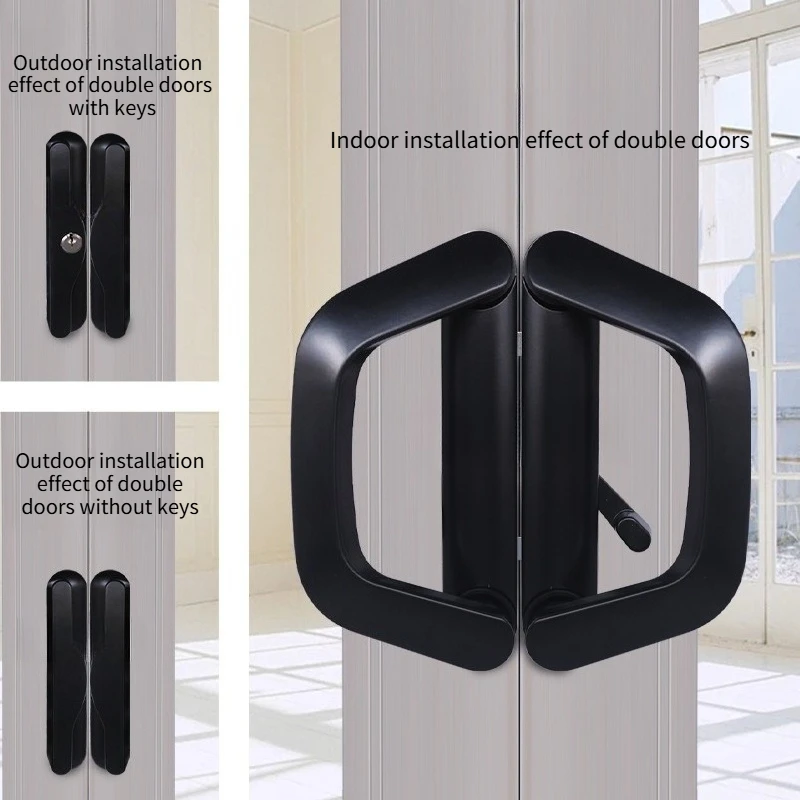 Balcony Glass Door Handle Lock Double-sided/Single Side with for Key Zinc Alloy Sliding Door Dropship