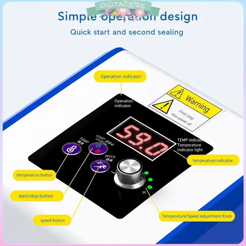 Continues Auto Sealing Machine Desktop Bag Sealer GLF1P Degree Heat Sealing Temperature Control Speed Roller
