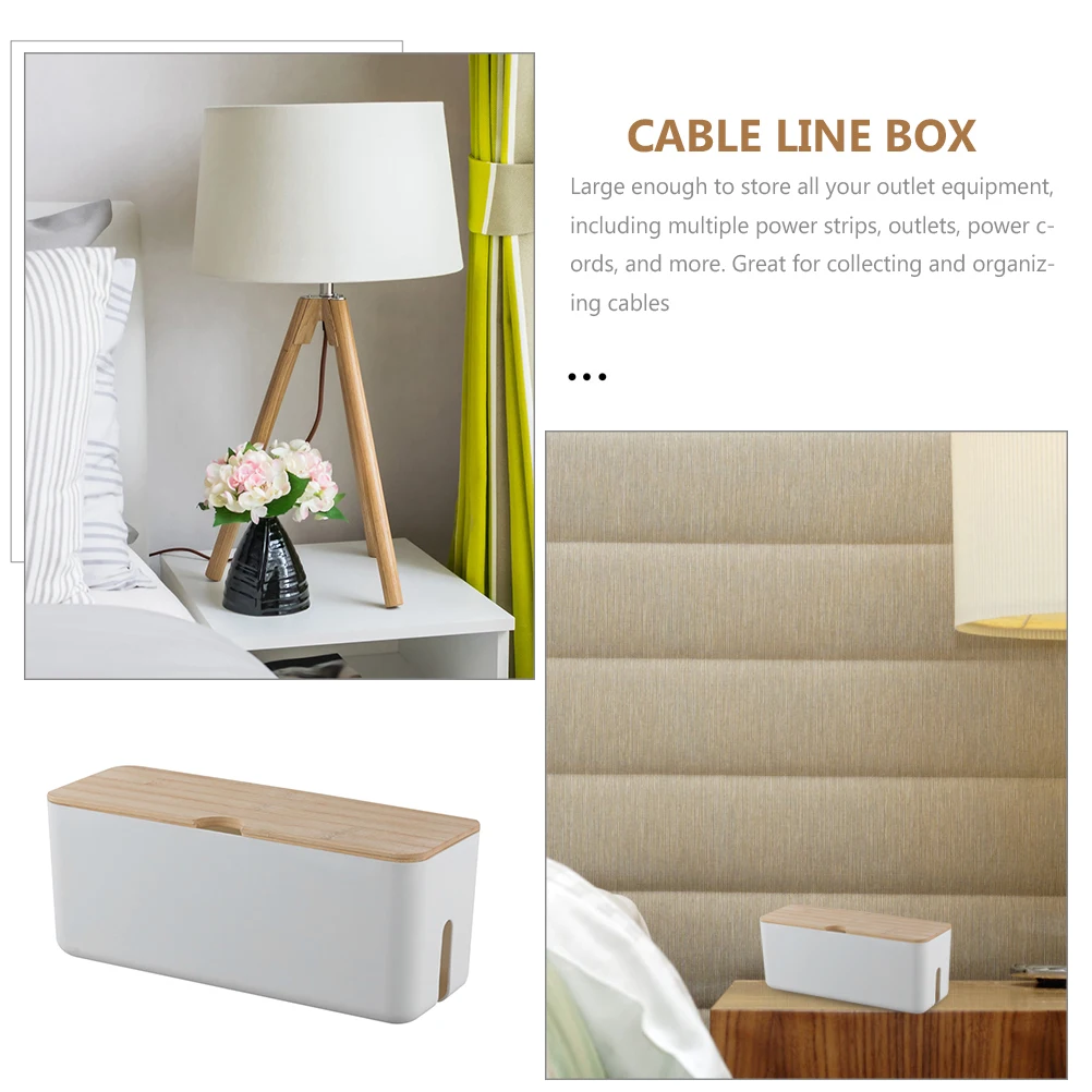 

Power Cable Wire Storage Box Charging Cords Cables Wood Hider Case Organizer Container