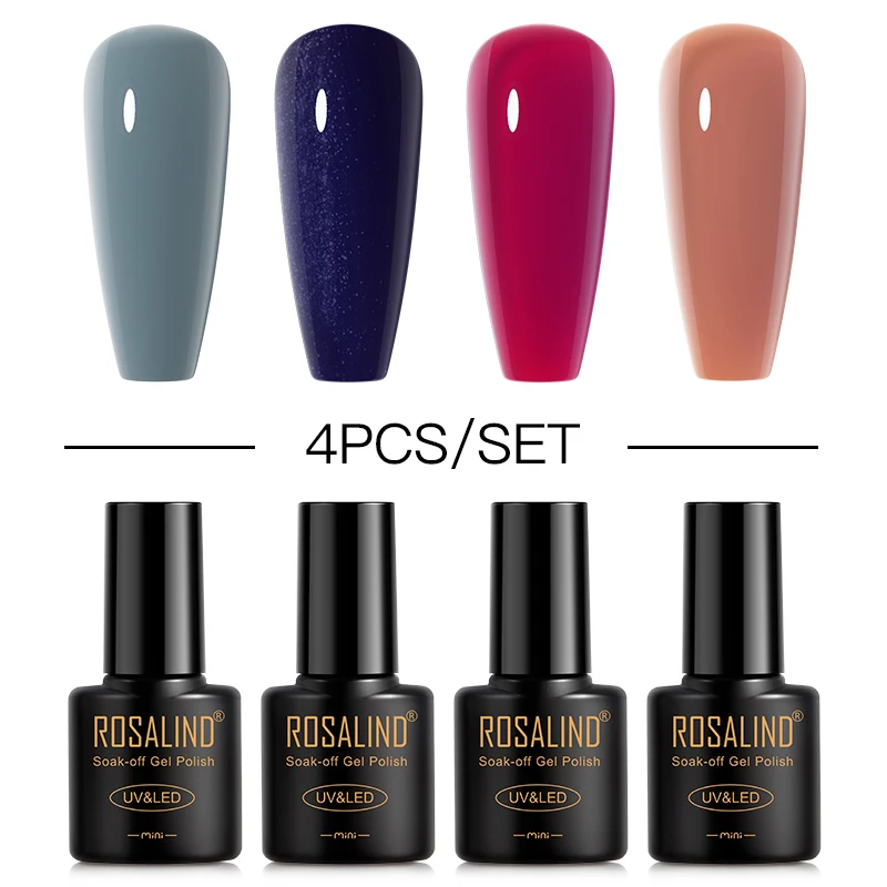 

ROSALIND Pure Nude Nail Art Nail Gel Set Nail Polish UV Gel Semi Permanent Vernis Base Matt Top Coat Effect 2/4/6/8/10 Bottles