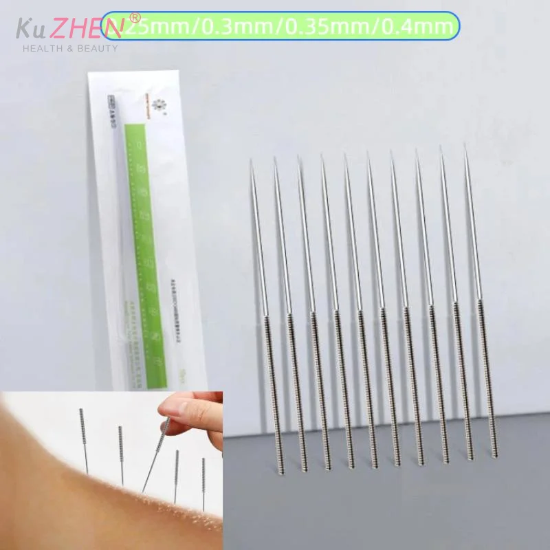 Aiguilles d'acupuncture jetables, 90/100/125 pièces/boîte, 0.25mm à 0.4mm, aiguilles stériles en acier inoxydable pour la thérapie par acupuncture