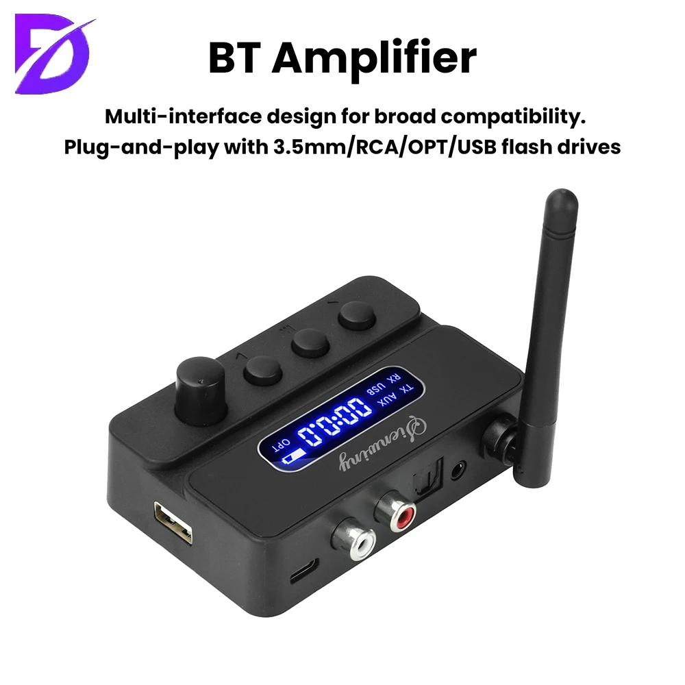 BT 5.3 Audio Transmission Receiver Transmitter HiFi Grade Sound Quality 2-in-1 Wireless Audio Adapter with RCA OPT AUX USB Input