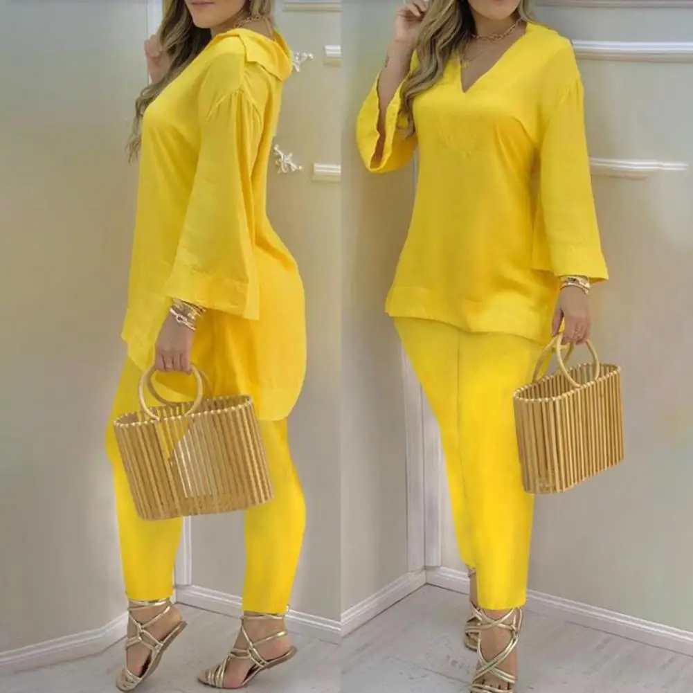 Women Flare Sleeve V-Neck Long Loose Top Shorts Outfit Set Casual Summer Solid Tracksuit Sets Female ensemble femme 2 pièces