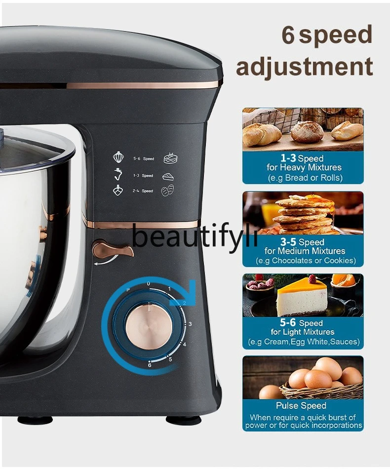 Dough kneader, household chef machine, fully automatic egg beating and noodle mixer, multi-function