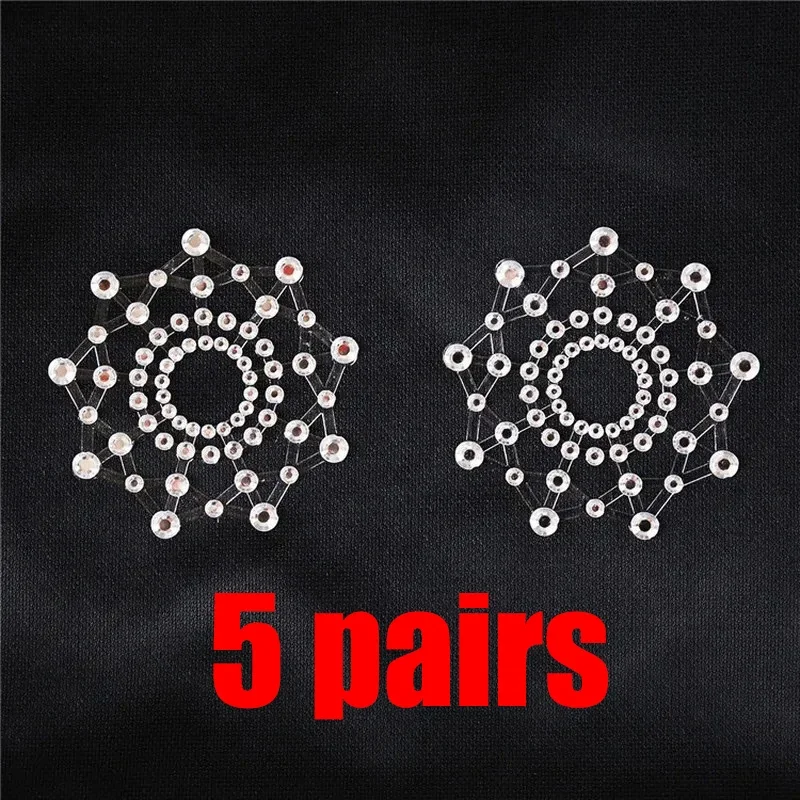 Pair Sexy Nipple Transparent Self Adhesive Breathable Comfortable Stickers Rhinestone Breast Petals Lingerie Pasties Bras