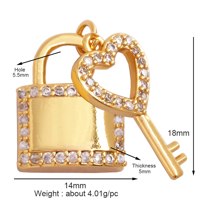 Fashion Rainbow Enamel Lock Charm Pendant,18K Real Gold Plated Colour,Necklace Bracelet Pendant for Handmade Jewelry Supply L99