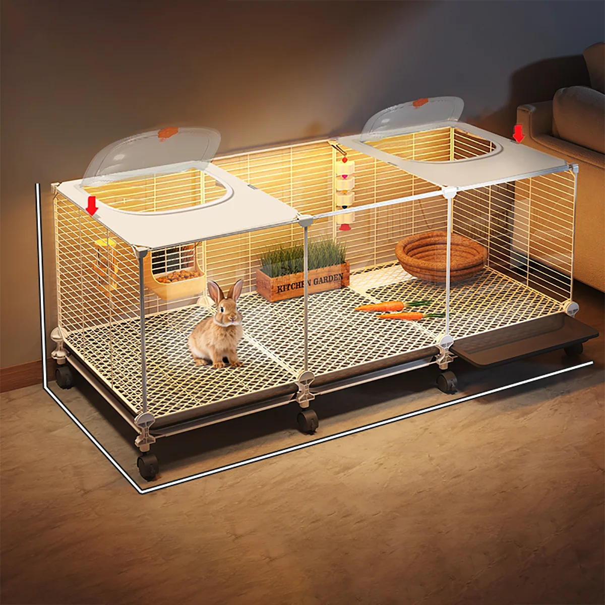 قفص أرنب شفاف قابل للإزالة مع صينية تنظيف كبيرة منزلية داخلية قفص حيوانات صغير عش خنزير غينيا قفص خنزير غينيا #1