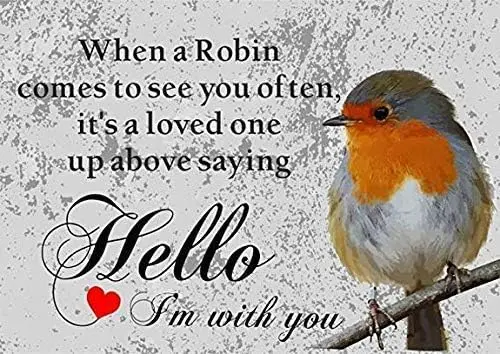 Pzecaru Metal Sign Robin Bird Wildlife Loved One Style Retro Tin Sign Plaque Wall Decor For Home Office Bathroom Bar Club Cafe M