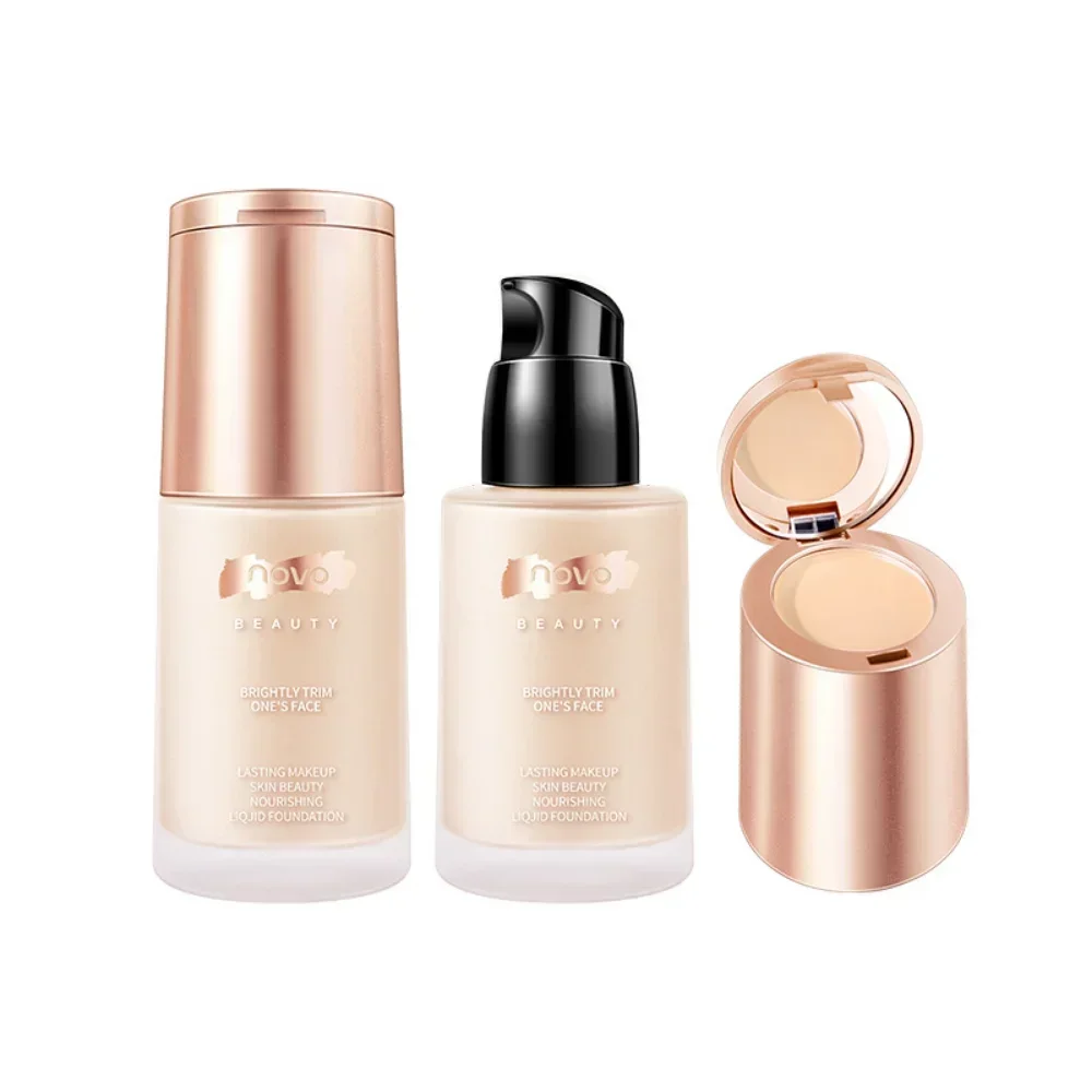 NOVO Makeup Foundation 30ml Soft Matte Long-Lasting Oil-Control Concealer Liquid Foundation Cream Easy To Wear Makeup Cosmetics