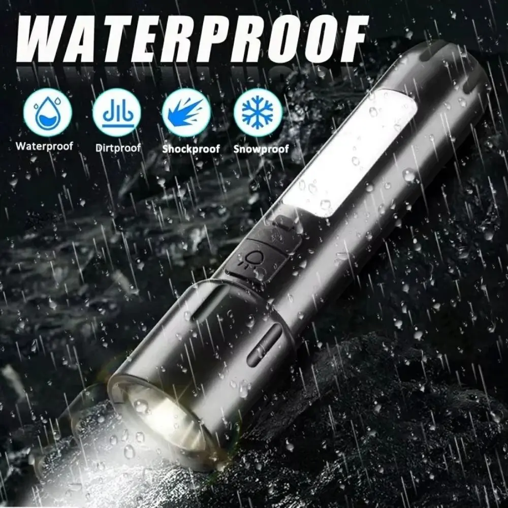 

Rechargeable Mini Flashlight with 4 Lighting Modes Long-Range Pocket Torch COB Side Lamp Waterproof Strong Lighting Flashlight