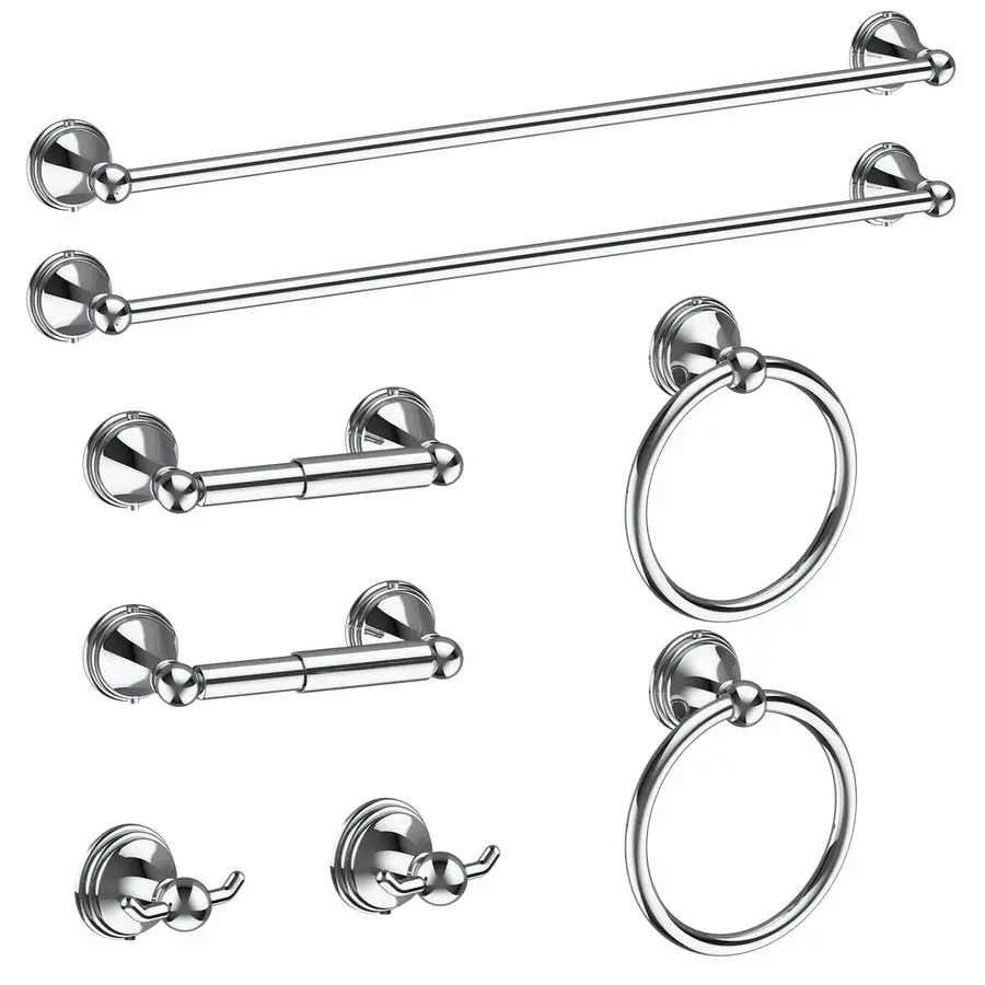 

8Pieces Polished Chrome Bathroom Accessories Set, 24 Inch Bath Towel Bar Set, SUS 304 Stainless Steel Bathroom Hardware Set, To