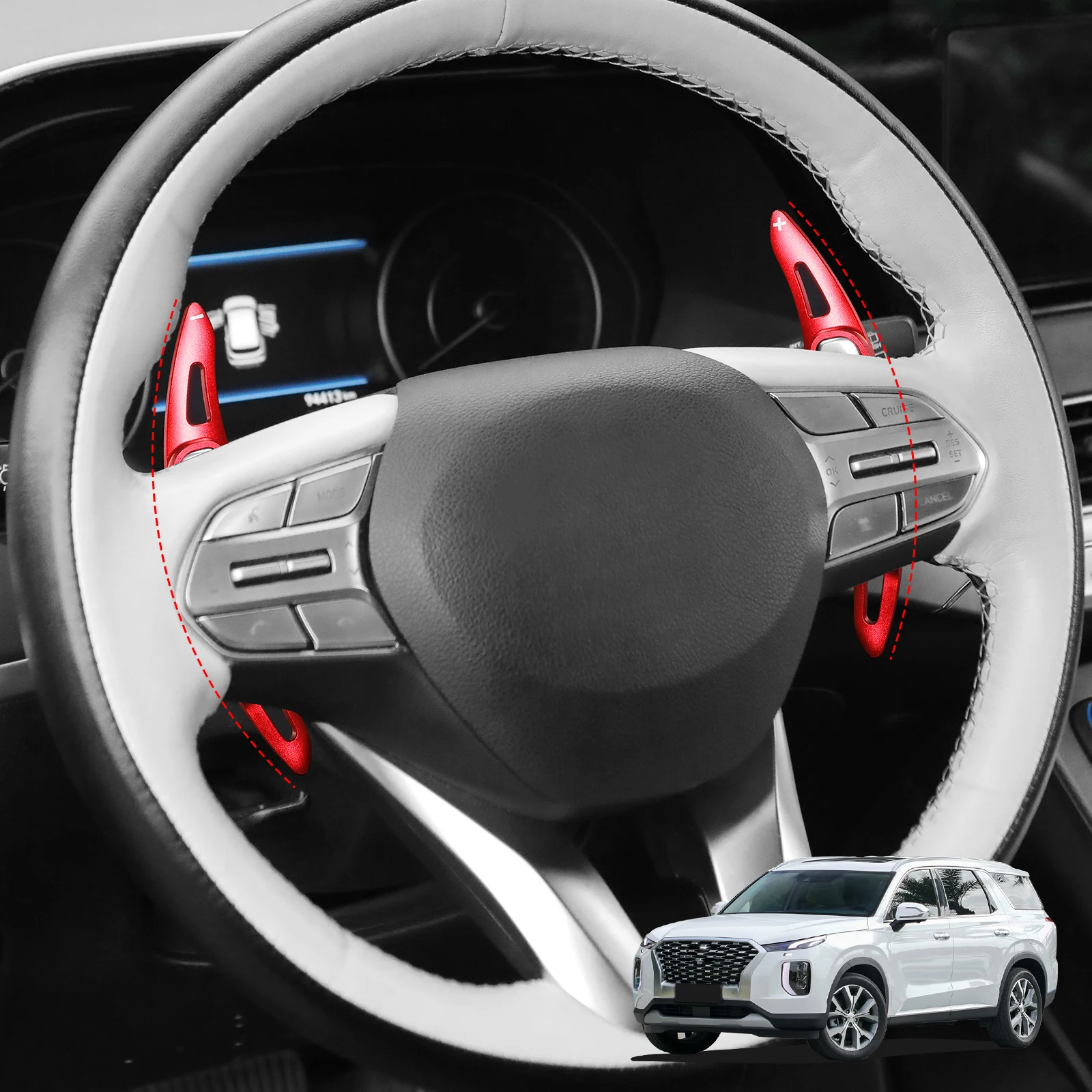 

Для Hyundai Palisade 2019-2024: Накладки на подрулевые лепестки переключения передач, удлиненные, аксессуары для тюнинга автомобиля