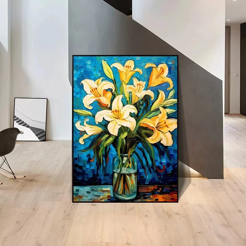1pc frameless Canvas Painting Impressionist Vincent Van Gogh Bouquet Sunflowers in Vase Poster Print Canvas Painting Abstract Ro - view 3