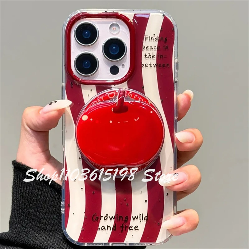 Korean Cute Cartoon Red Apple Magnetic Holder Phone Griptok Grip Tok Stand Support For iPhone For Magsafe Accessories Smart Tok view 3