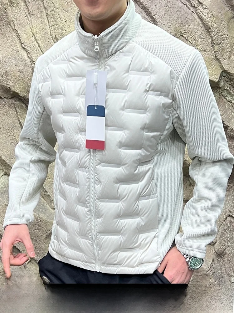 Men's Outdoor Windproof Warm Stand Collar down Jaet Inner  Pred Gel Anti-Drift Polyester Fiber Long Sve Coat