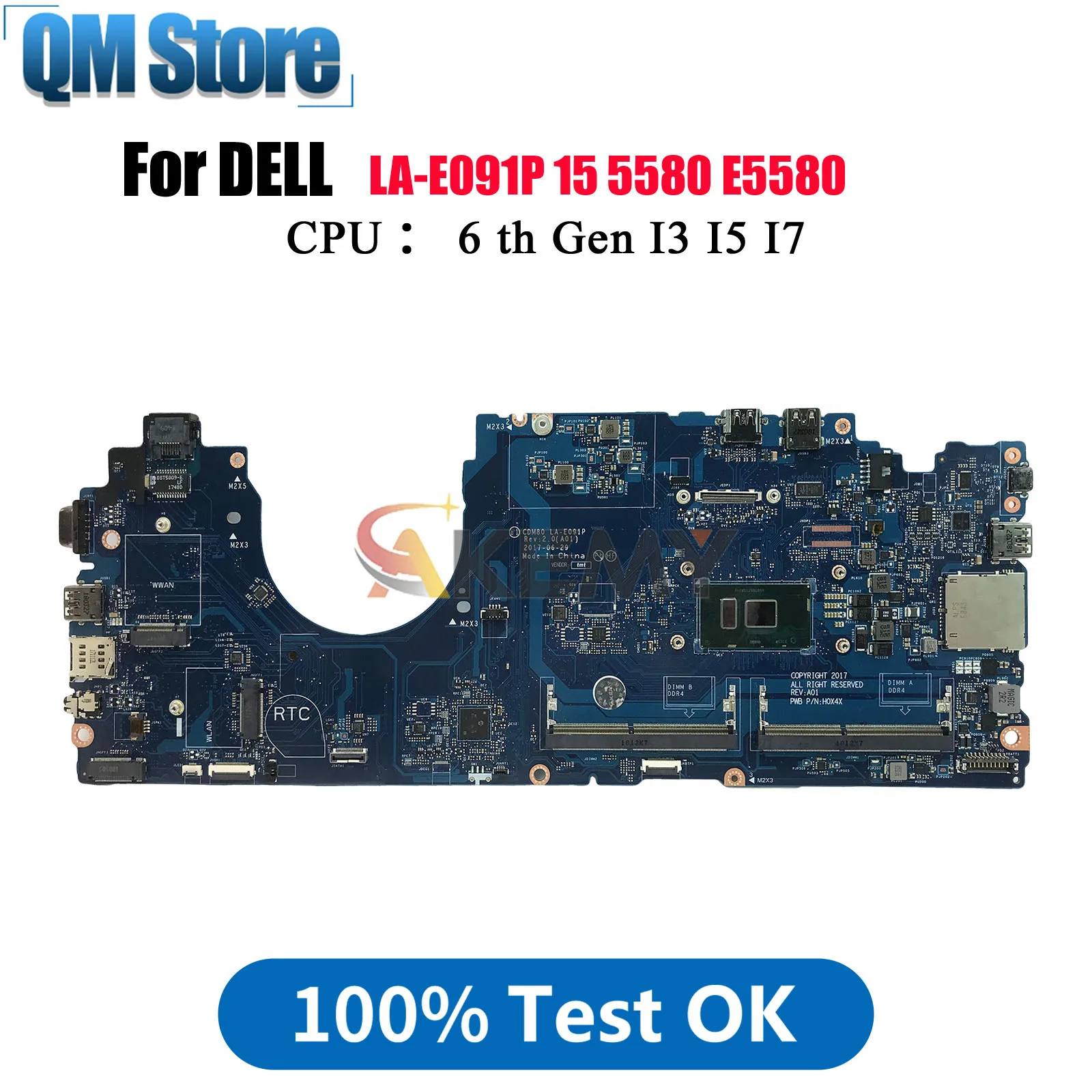 

Сменная материнская плата LA-E091P для ноутбука Dell Latitude 5580, процессор i3 i5 i7 6-го поколения 0V6V32 0M3HDV 0Y2K9C 100% полностью протестировано