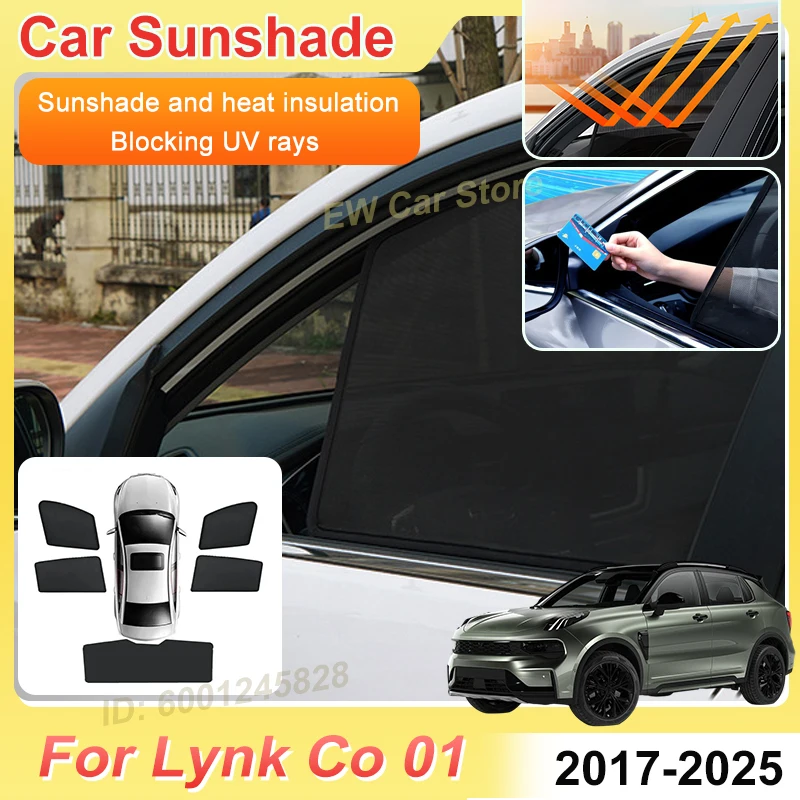 For Lynk Co 01 2024 Accessories 2017~2025 Car Mesh Sunshade Sunscreens Window Magnetic Sun Shades Visor UV Protection Auto Parts