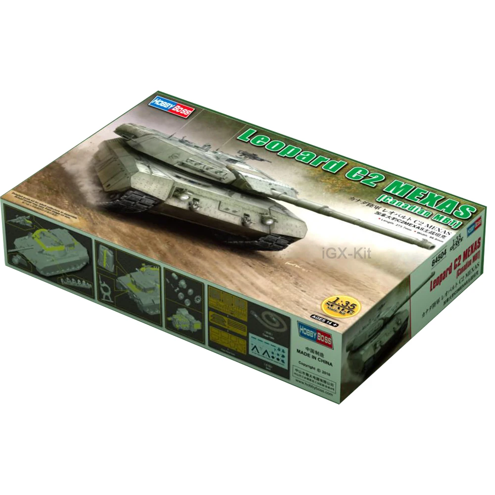 Hobbyboss 84504 1/35 Scale  Canadian  Leopard C2 MEXAS MBT Main Battle Tank Vehicle Hobby Craft Toy Plastic Model Building Kit