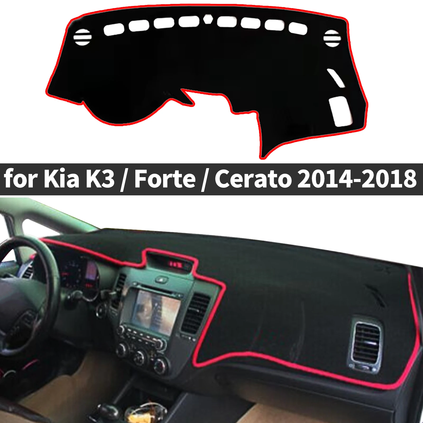 

for Kia Forte 2014-2018 K3 Cerato ​​Car Dashboard Cover Dashmat Sunshade Anti‑Slip Anti‑UV Dash Mat Cover Interior Accessories