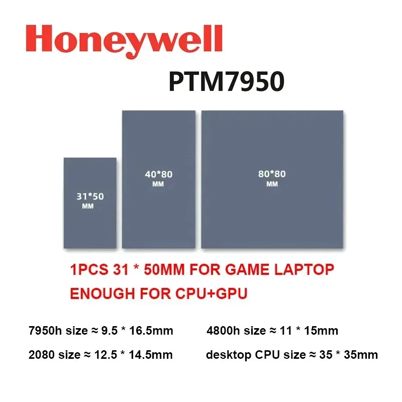 Honeywell-almohadilla de cambio de fase PTM7950 para ordenador portátil, almohadilla térmica de silicona con disipación de calor para GPU CPU, 8,5