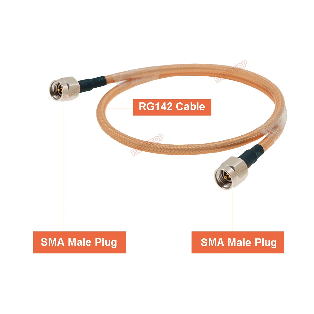 Rg142 Sma Man Naar Sma Mannelijke Plug Vernikkelde Connector Dubbel Afgeschermd RG-142 Kabel Wifi Antenne Verlenging Jumper Pigtail