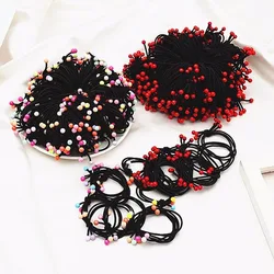 10pcs/lot Women Elastic Band for Hair High Quality Three Floors Cherry Red Beads Elastic Hair Band for Girls Hair Accessories