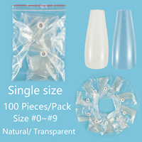 100 Pieces Single Size Long Ballerina Nail Tip Full Cover False Nails Specific Size Fake Nail Tips Certain Size 4 5 6 7 8 9 Nail