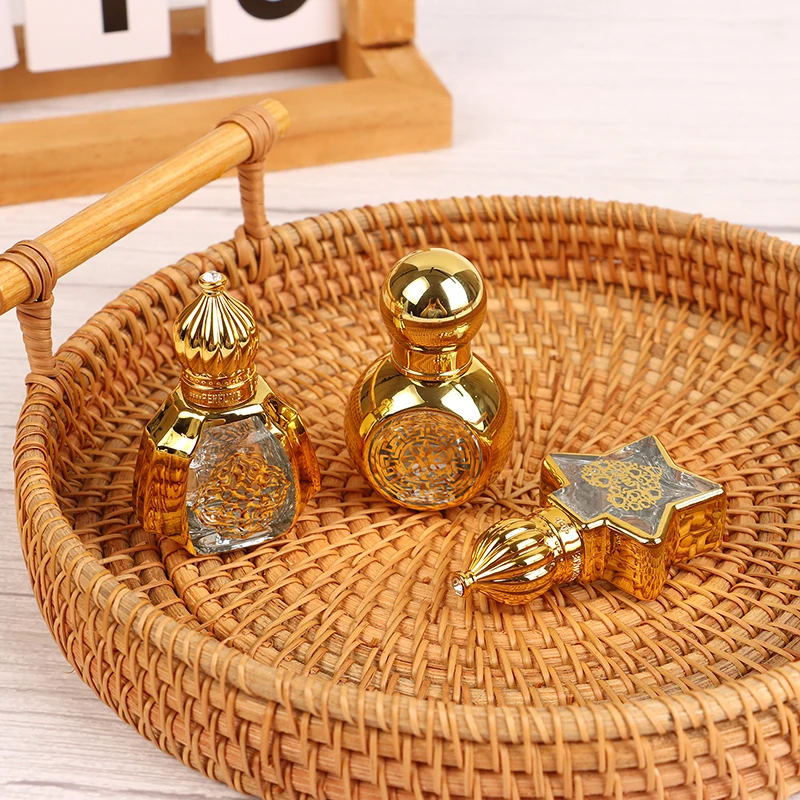 Mini butelka na olejki eteryczne kształt korony butelkowanie perfum przenośna przezroczysta podróżna galwanizowana szklana pusta butelka