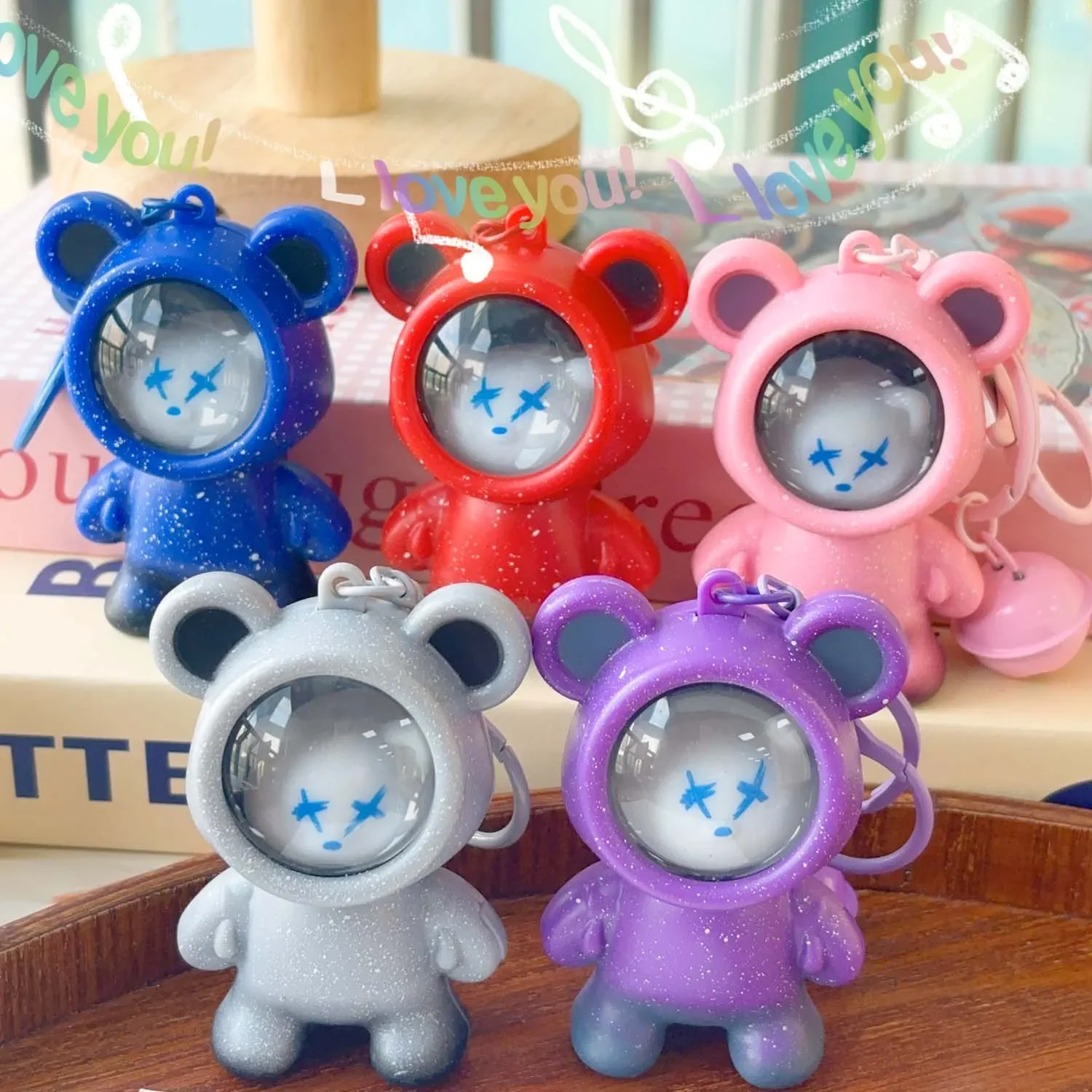 Lightning Bear Keychain Fashion Cartoon Cute Star Bear Astronaut Doll Bag Pendant Accessories Couple Jewelry Gifts Birthday