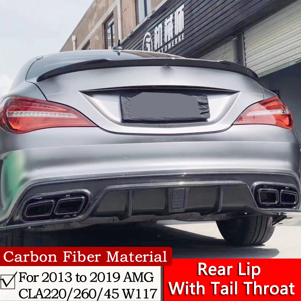 Navigation Light Style Rear Lip With Tail Throat For 2013 to 2019 Benz CLA-Class AMG W117 Modified Carbon Fiber Rear Diffuser