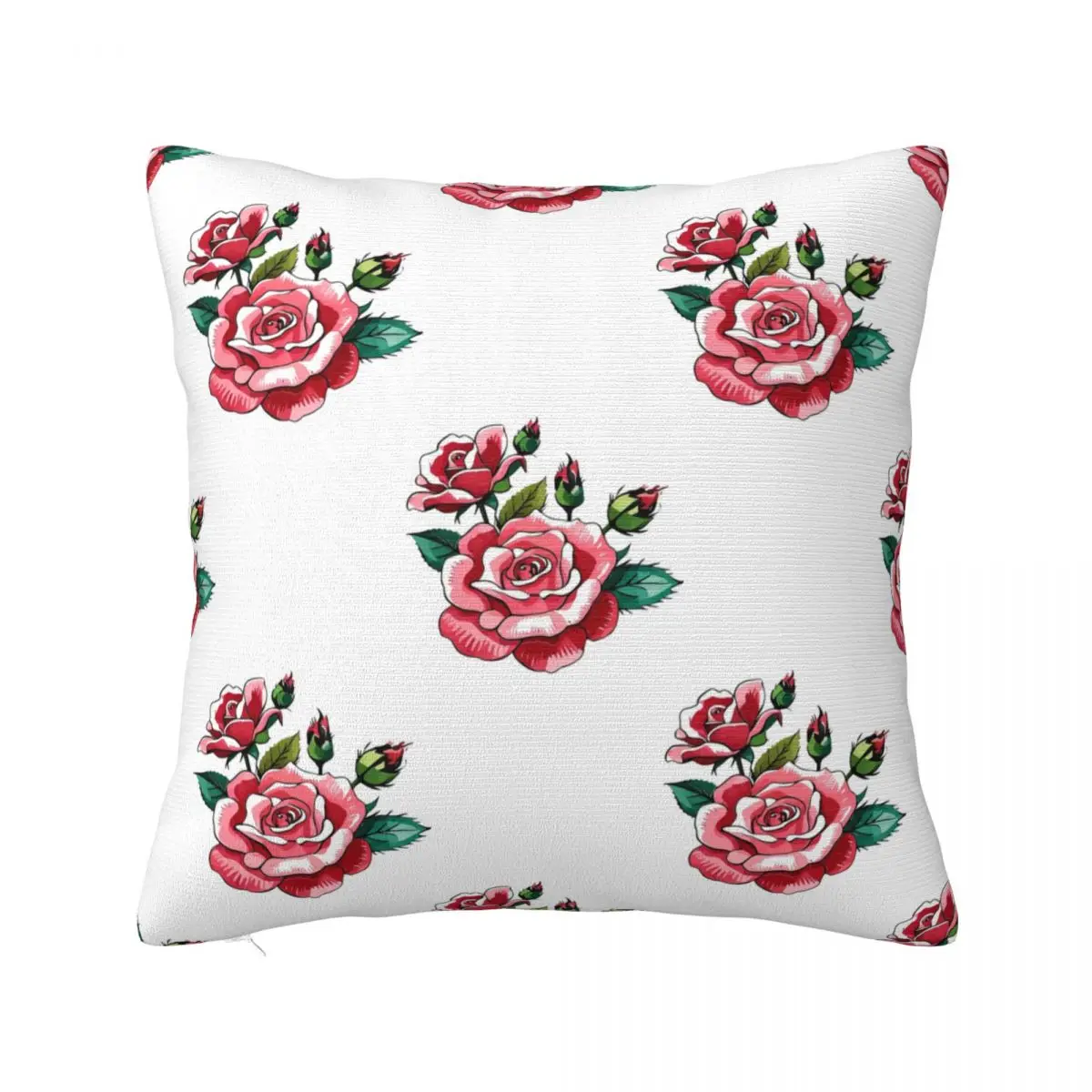 Printing Roses Flowers Nature Pillowcase Polyester Cushion Cover Decorations Throw Pillow Case Cover Car Zippered 18