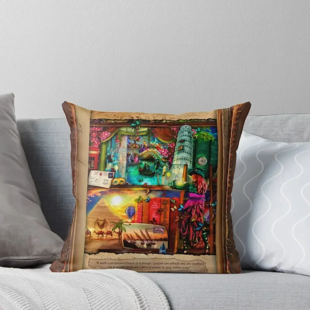 

The Curious Library Calendar - November Throw Pillow Cushion Cover Decorative pillow case Pillow Case