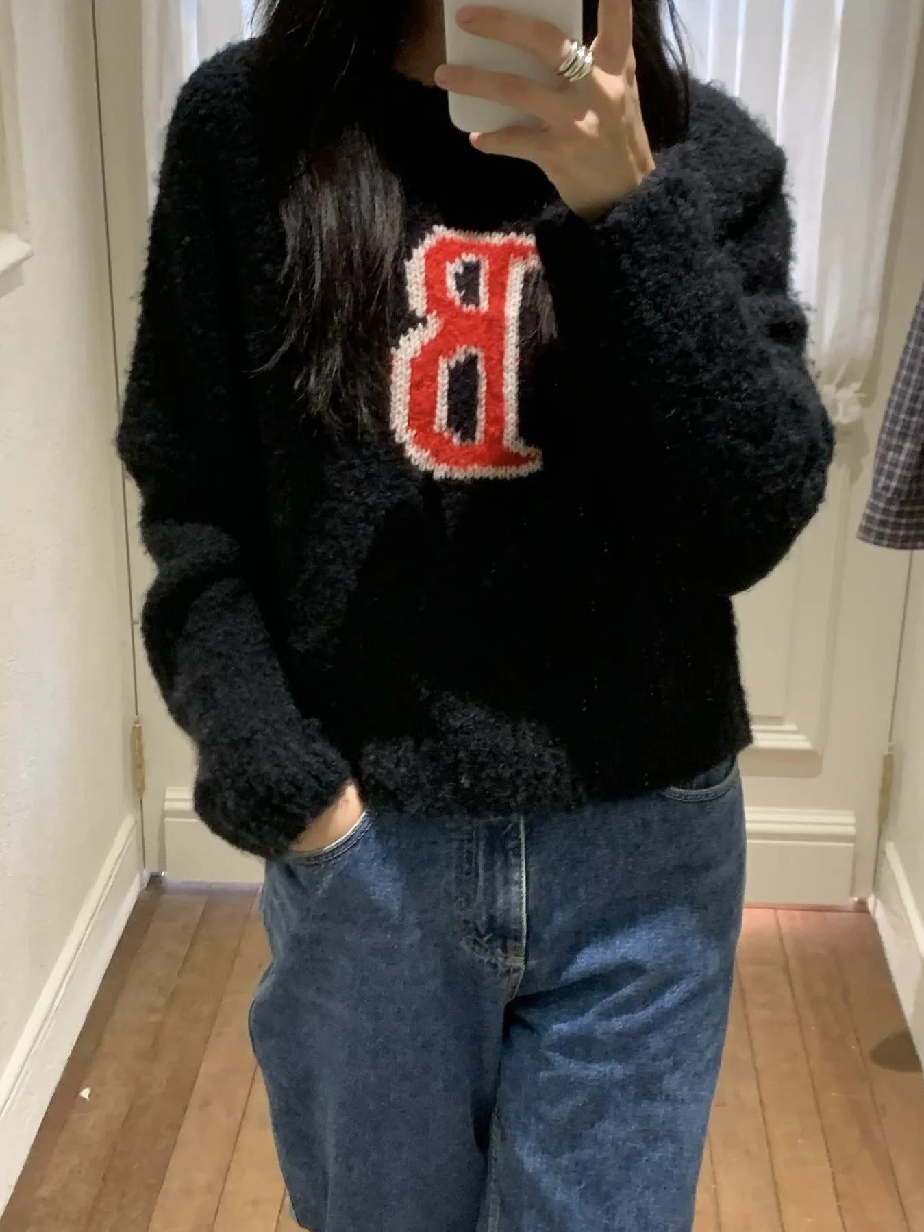 

Женский шерстяной свитер Candy Miss Korean, свободного кроя, с круглым вырезом, с вышивкой букв, повседневный, модный, длинный топ