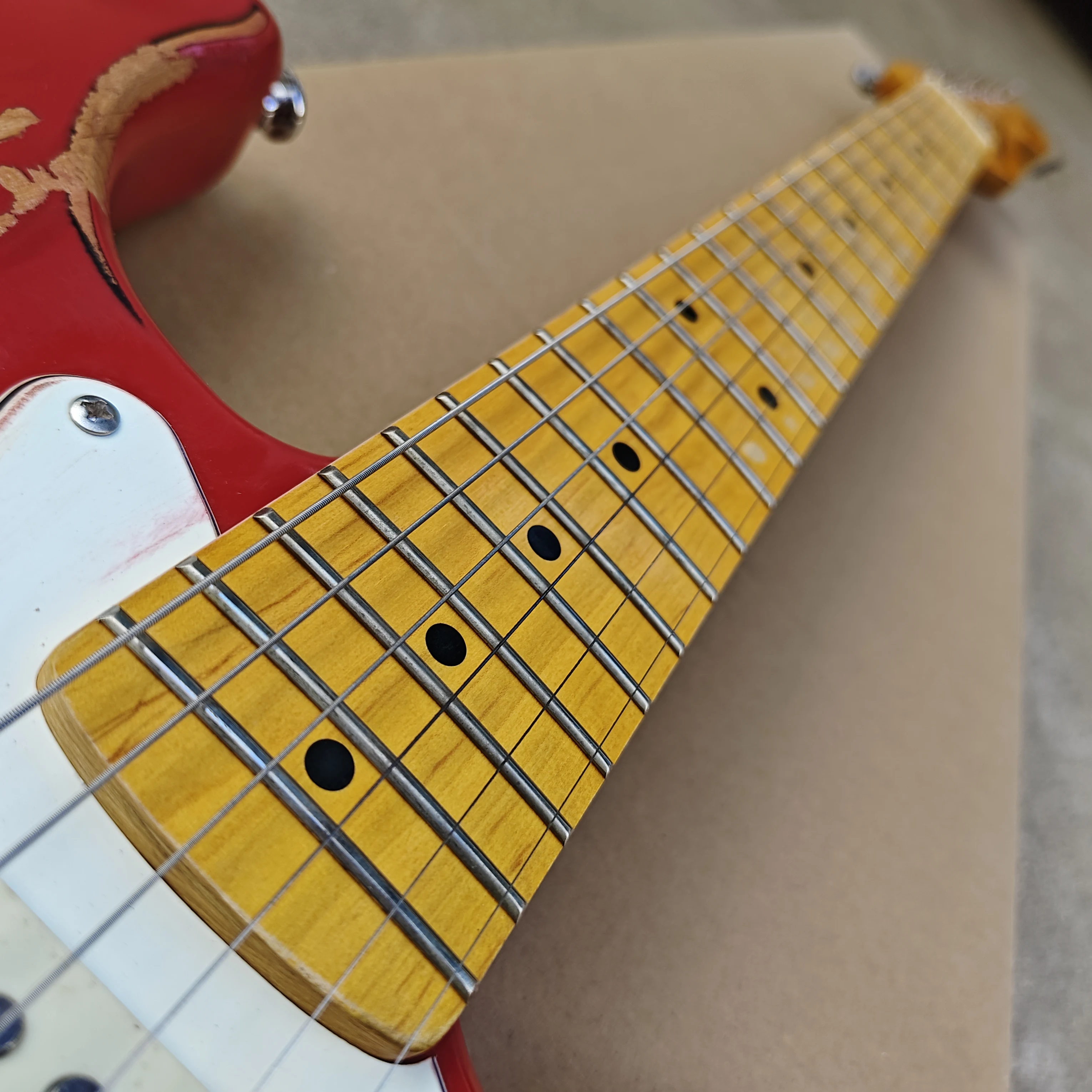 Relic Electric Guitar Alder Body red Color High Quality Aged Guitarra Free Shipping