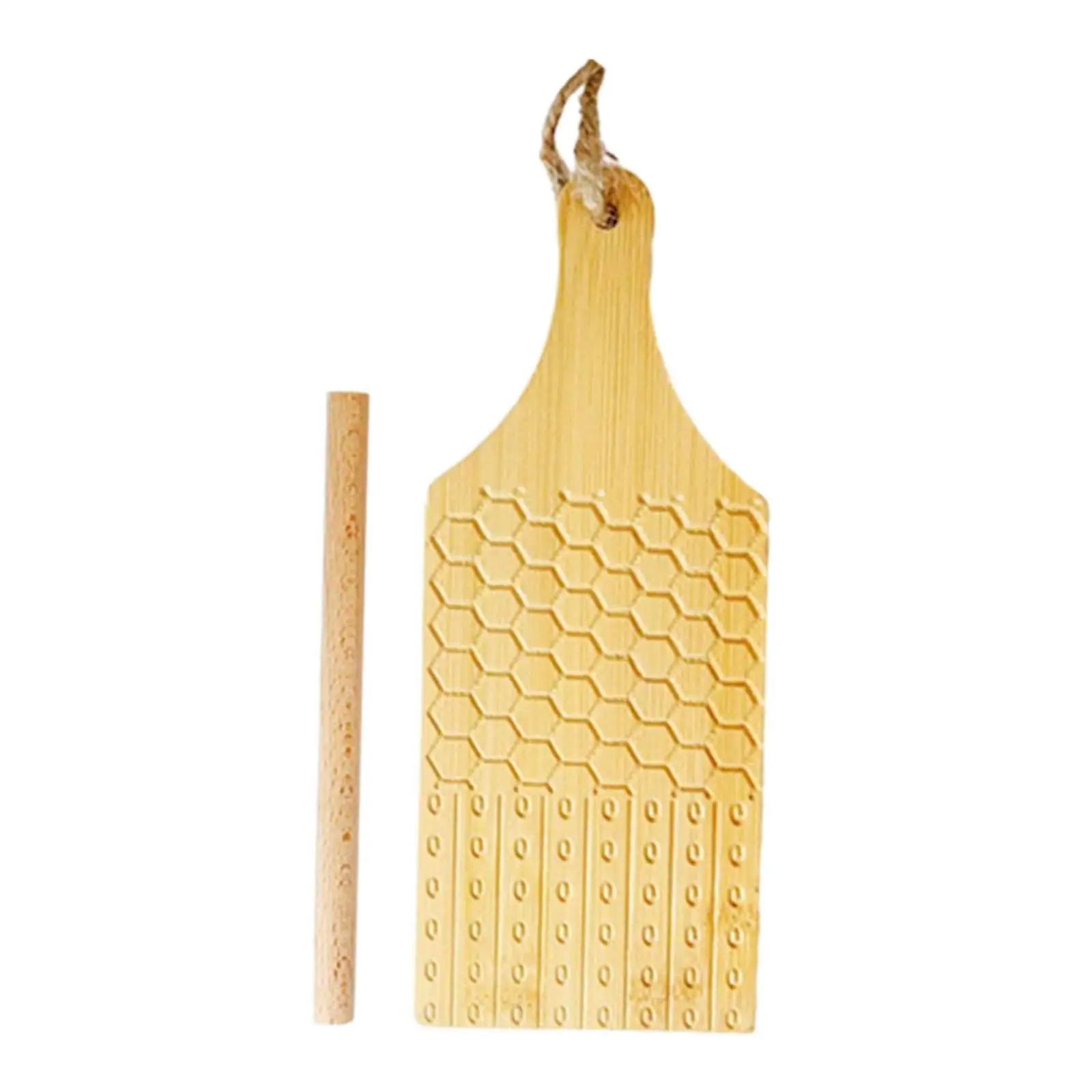 Premium Bamboo Pasta Board Stripe Design Macaroni Rolling Plate Kitchen Utensil for Making Fresh Homemade Pasta