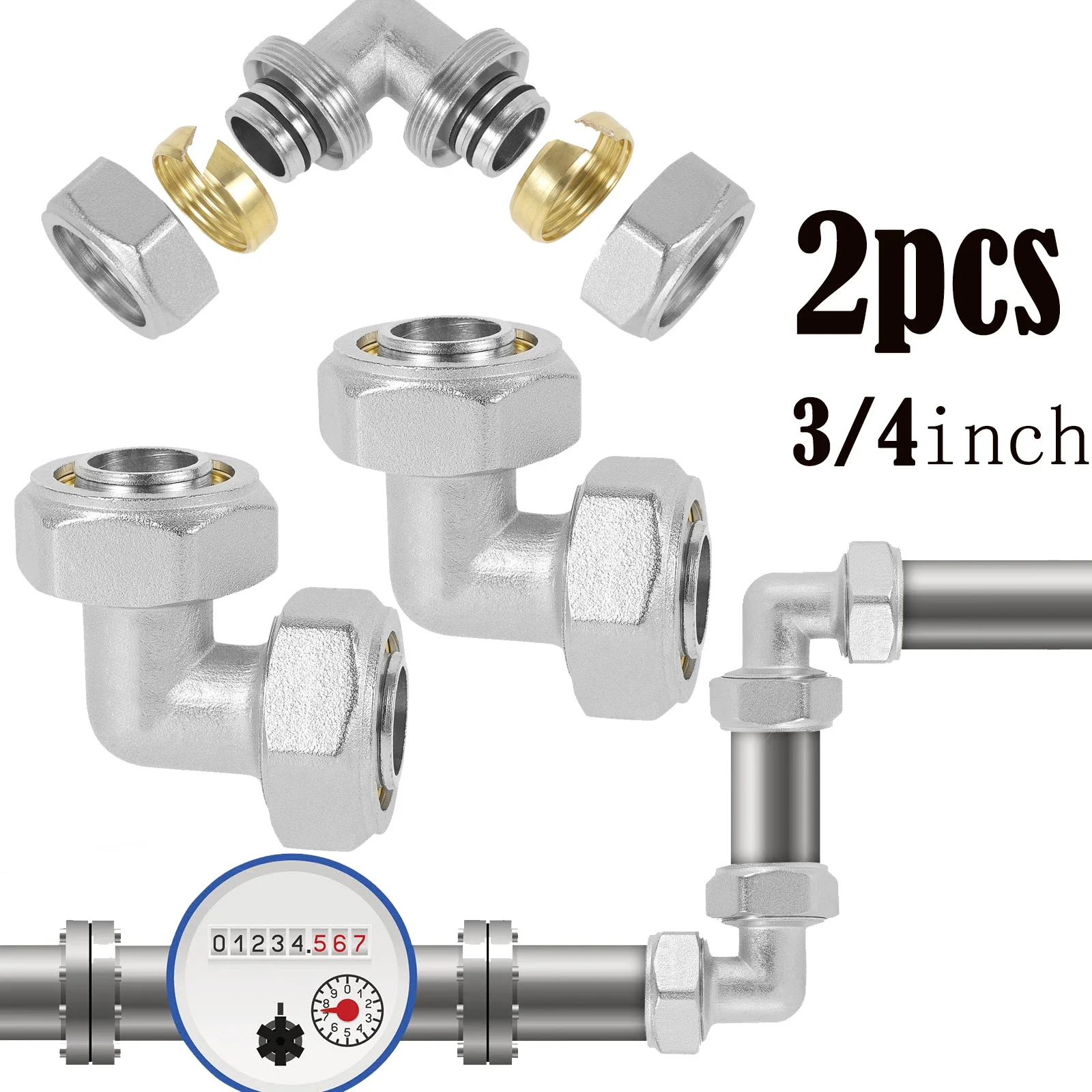 

2 шт. 3/4 дюйма колено фитинги для трубопроводов воздуха Рассо-никелированные воздушные фитинги для мастерской гаражный комплект системы линии сжатого воздуха