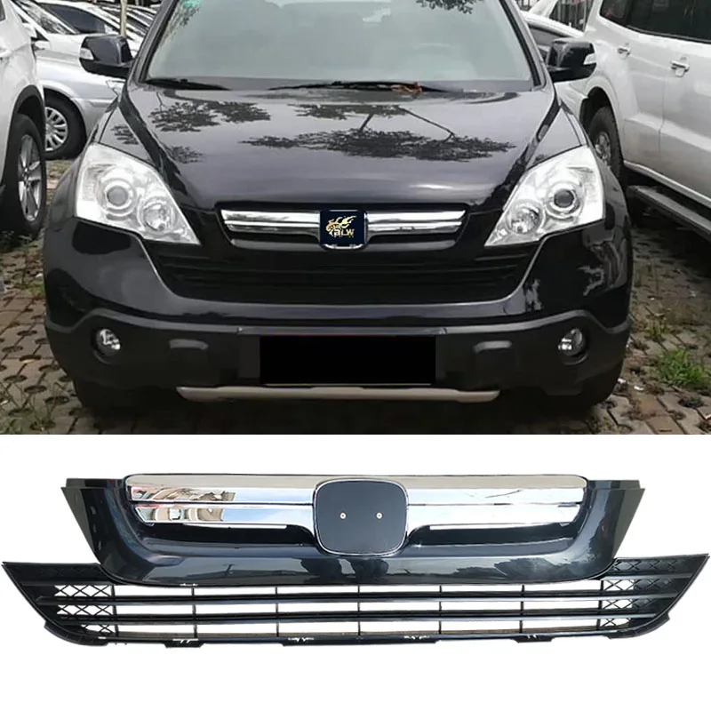 

2007 2008 2009 For Honda CRV CR-V Grill Front Bumper Chrome Grille Medium Racing Grills Honeycomb Hood Cover Plate Accessories