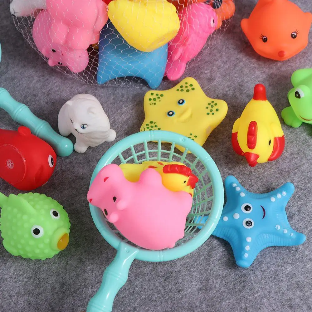 

Water Fun Summer for Child Kid Toddler Gametoy Bathroom Swimming Animals Bath Toy Animal Tub Toys Floating Toys Fishing Net